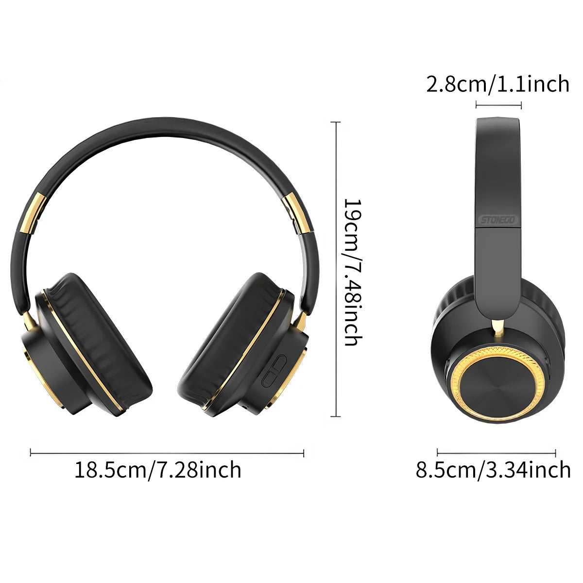 Stonego Wireless Bluetooth Over Ear Headphones With Built In Microphone