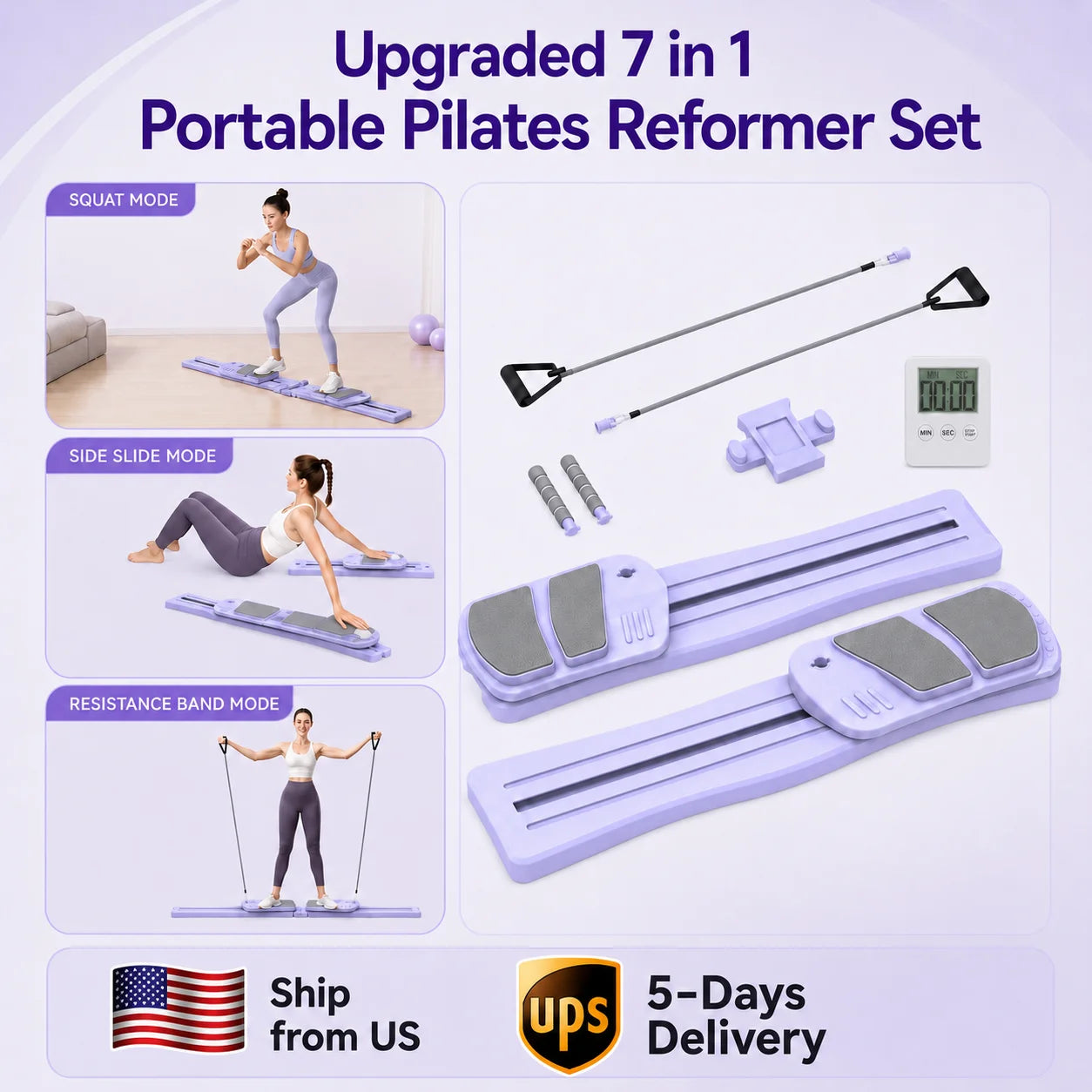 Wsuel 7 In 1 Multifunctional Pilates Reformer Board