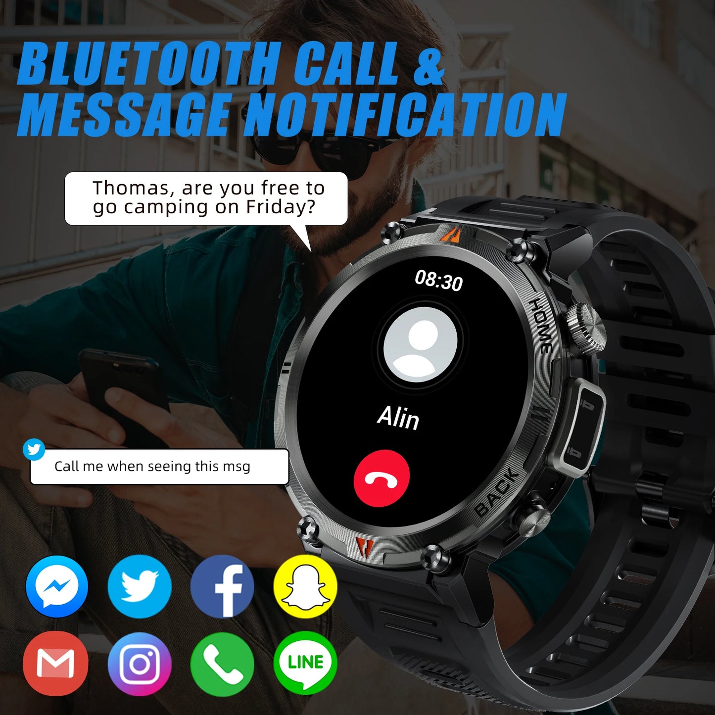 LaNikar KE3 Bluetooth Call Smart Watch For Men Health Monitor