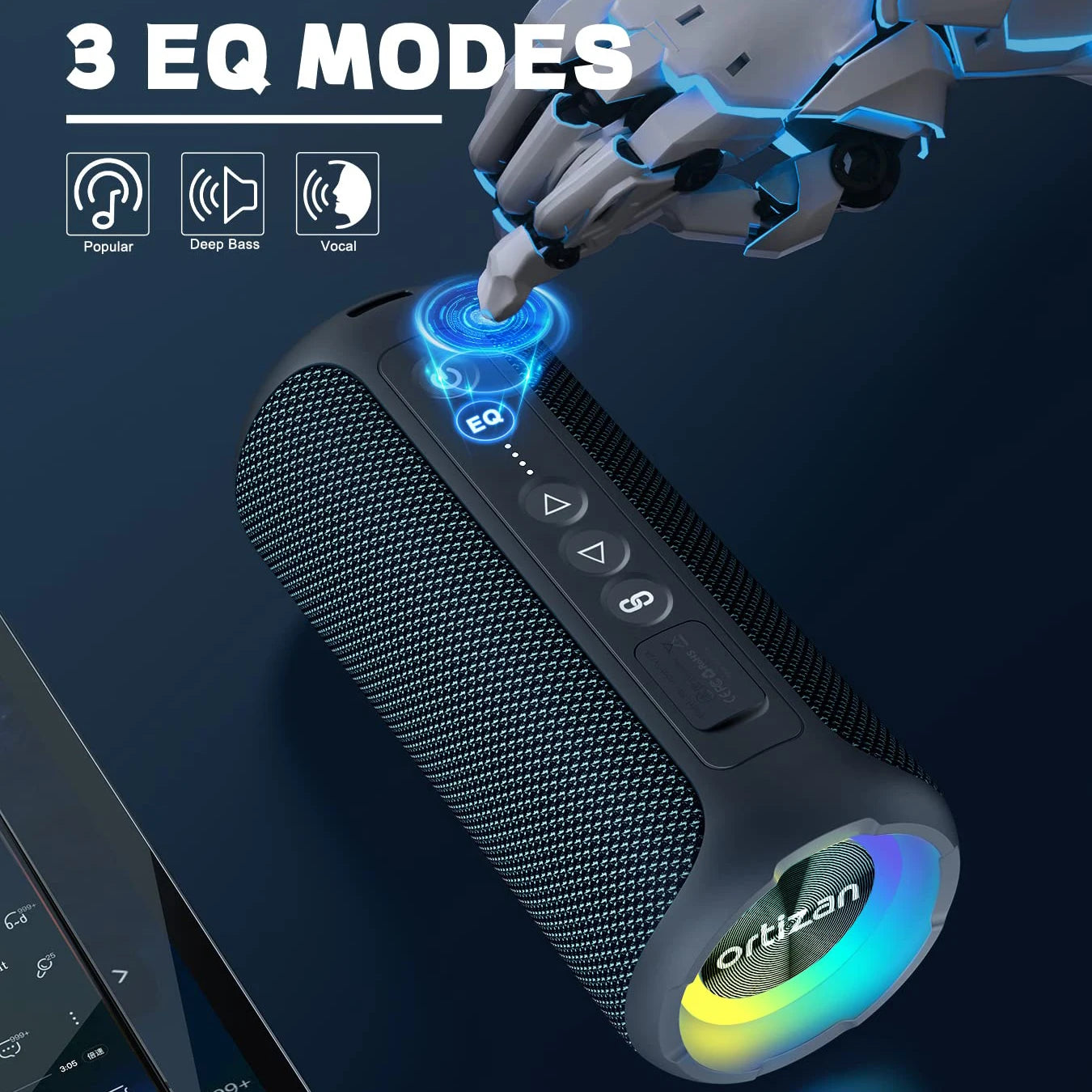 Ortizan 40W Wireless Bluetooth Speaker IPX7 Waterproof LED Light