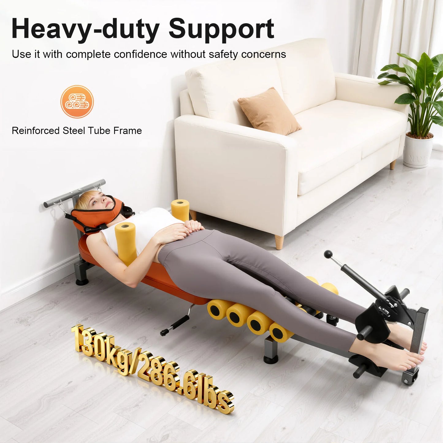 Inversion Table With Heavy Duty Steel Frame And Head Support