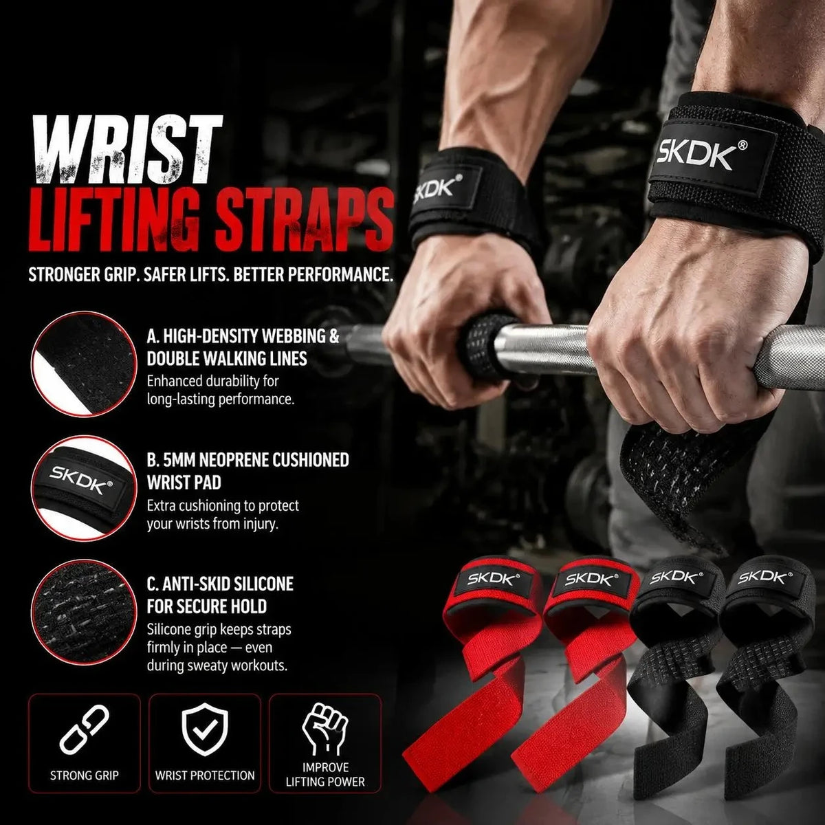 Premium Wrist Wraps For Weightlifting And Gym Training