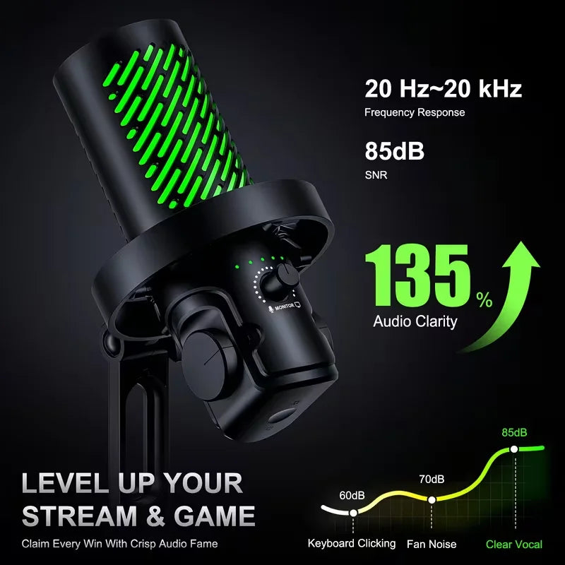 Tenlamp RGB USB Gaming Microphone for PC Mac PS4 PS5