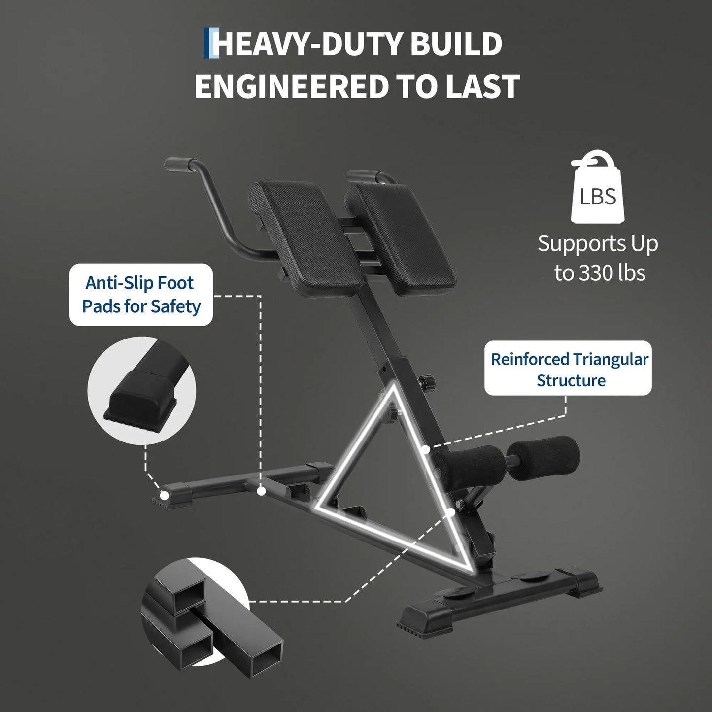 HiMISS Roman Chair Hyperextension Bench For Home Gym
