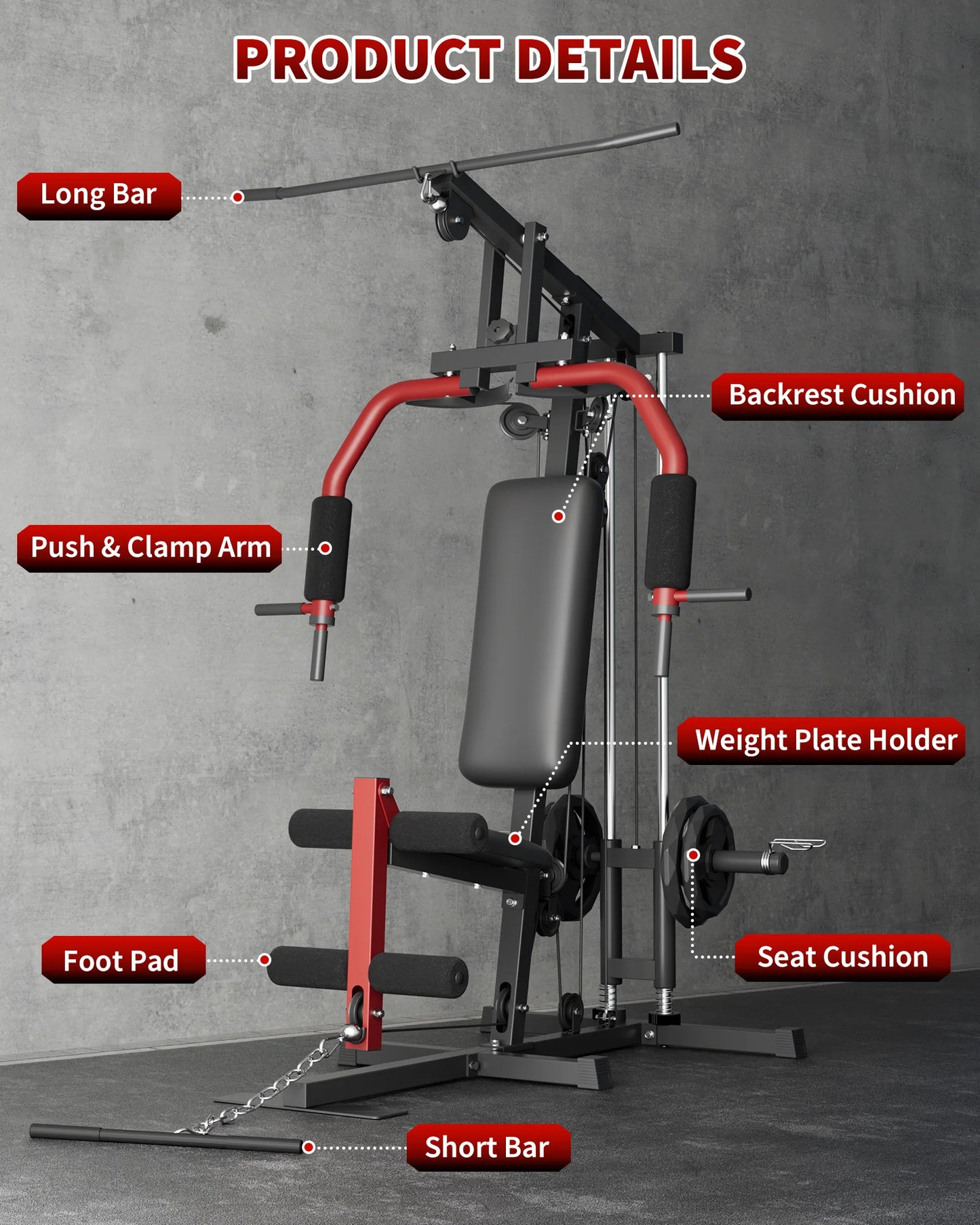 HiMISS 5in1 Home Gym With Lat Pulldown Chest Press
