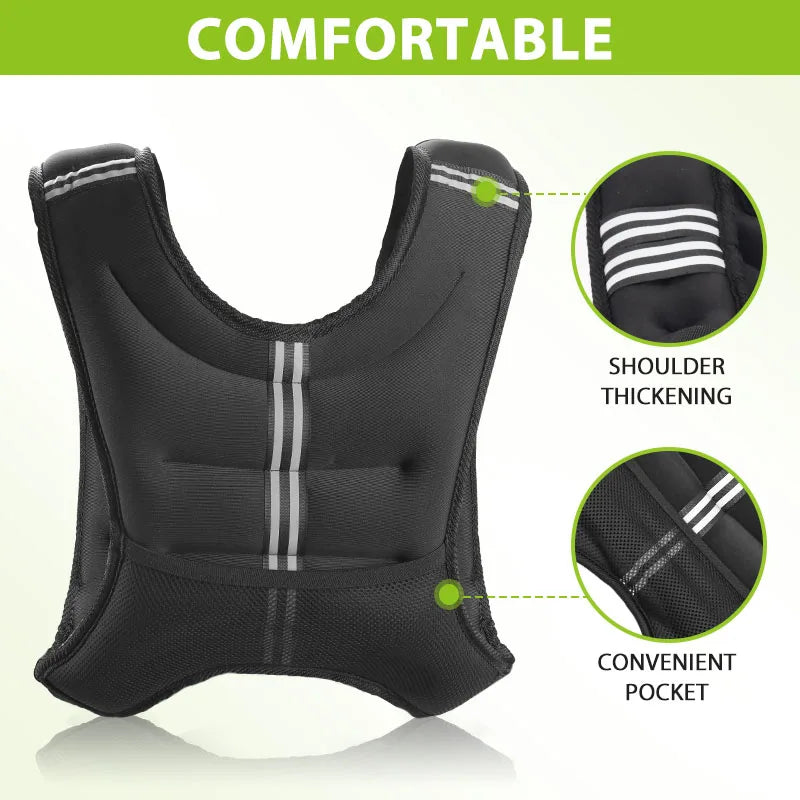 12lb Weight Vest With Reflective Stripe For Workout And Running