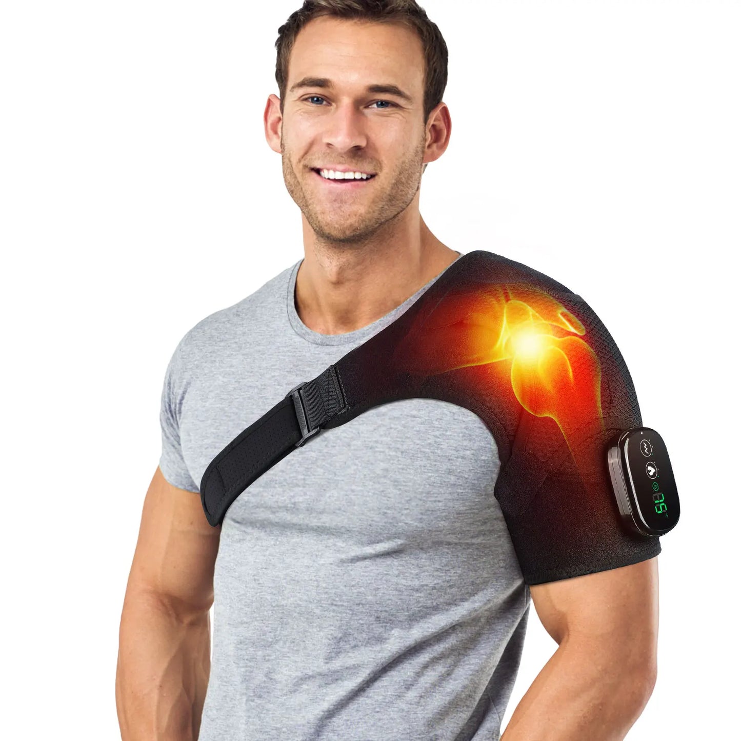 Hailicare Adjustable Electric Shoulder Massage Belt With LED Heat