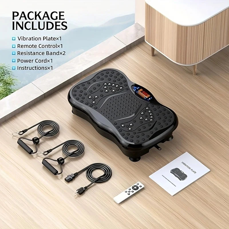 BZEQ Compact Vibration Platform With Resistance Bands For Full Body