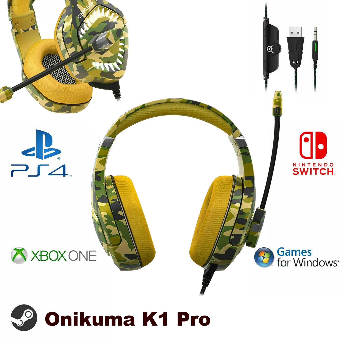 ONIKUMA K1B Pro Gaming Headset for PS4 Xbox PC Switch