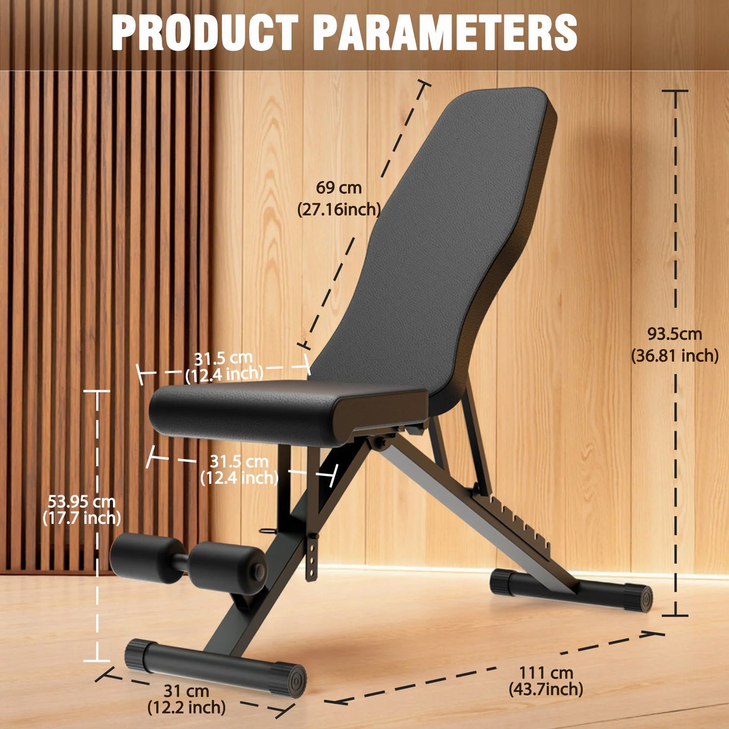 Foldable Adjustable Weight Bench For Full Body Dumbbell Training 1000lbs