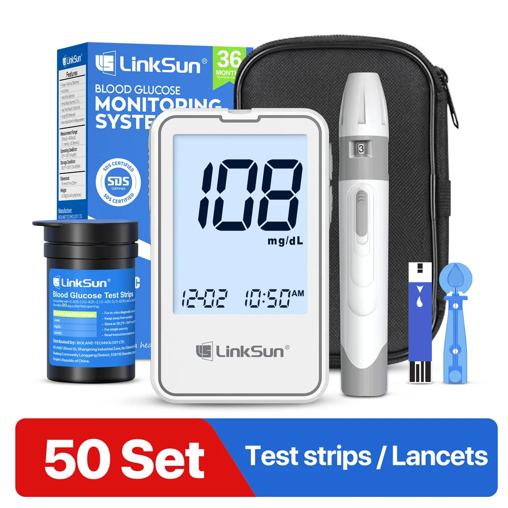 Linksun Blood Glucose Monitor G-425-1 50 Strips Diabetes Testing Kit