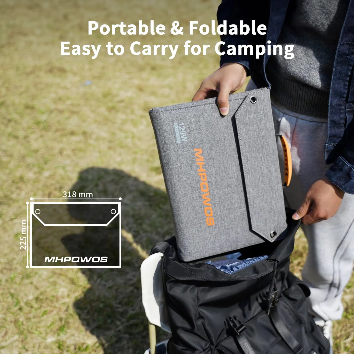 MHPOWOS 120W Foldable Solar Panel With USB-C And USB-A Outputs