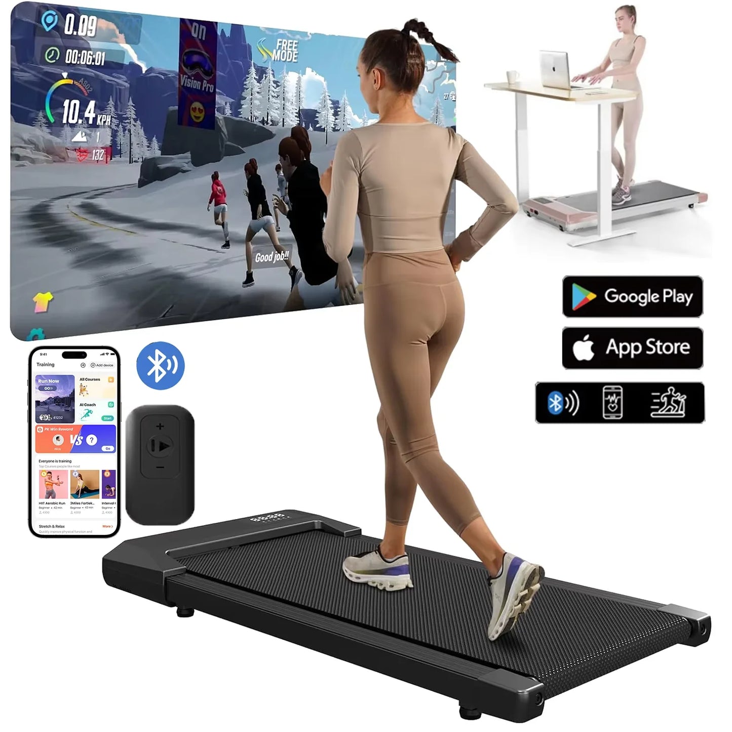 Superun 2.5HP Electric Treadmill With Bluetooth And Digital Display