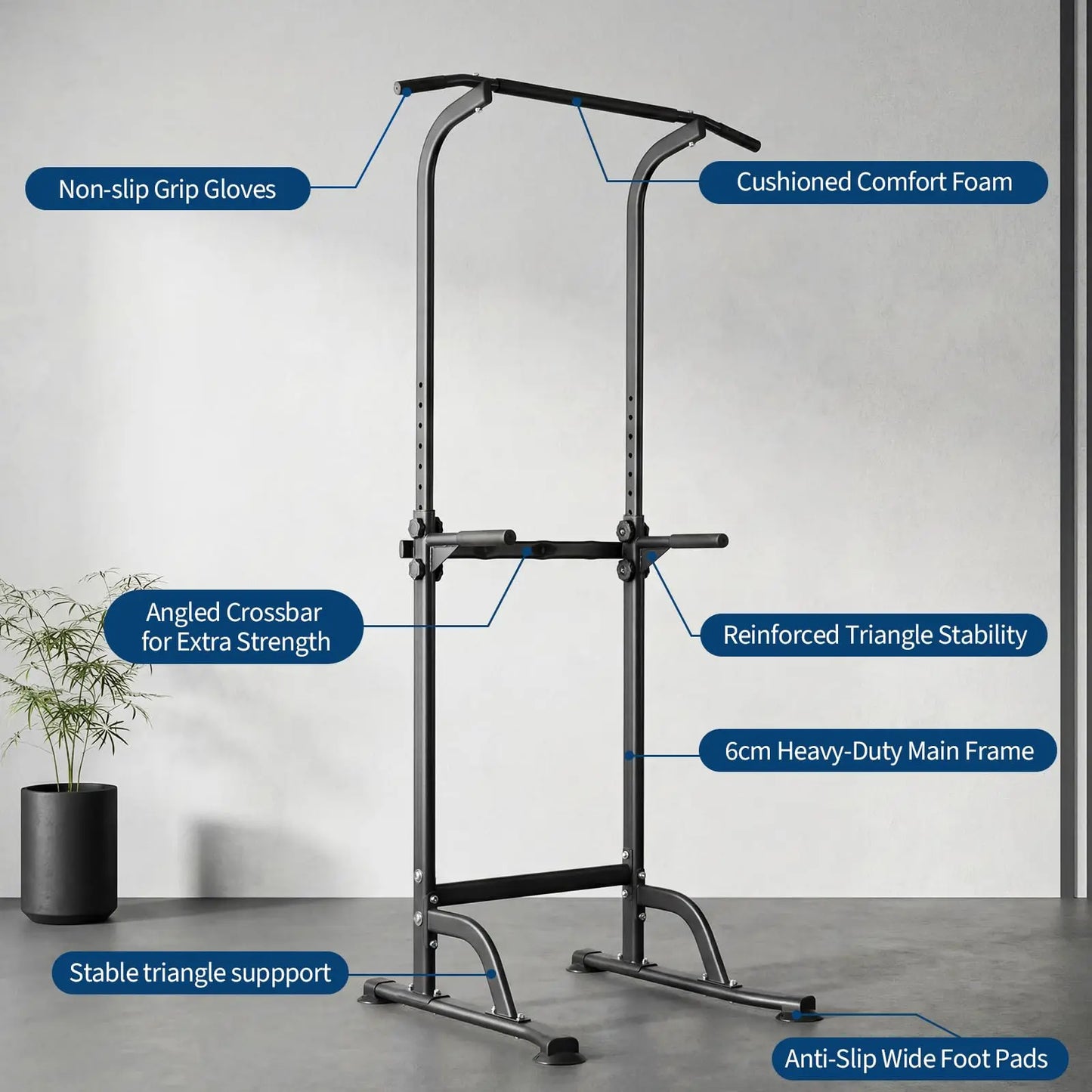 HiMISS Multifunction Power Tower With Pull Up Bar Dip Station