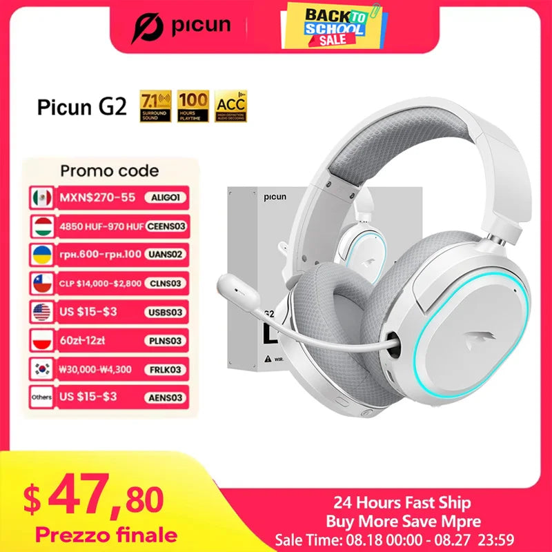Picun G2 Bluetooth Gaming Headset With ENC Microphone