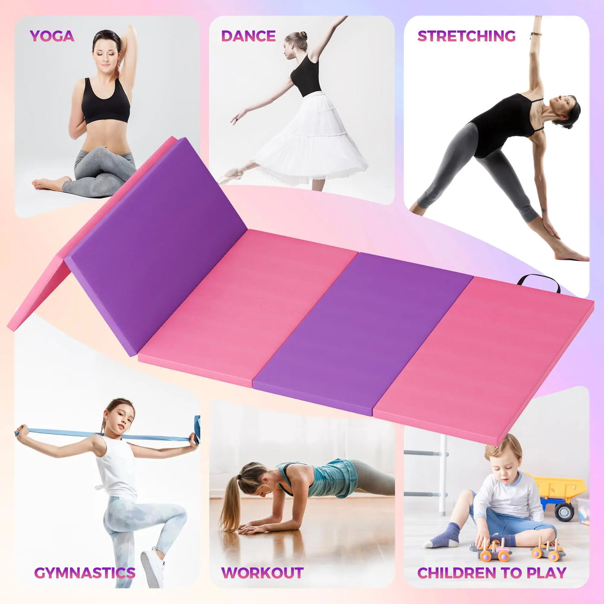 HiMISS Premium Folding Gymnastics Exercise Mat For Home Training