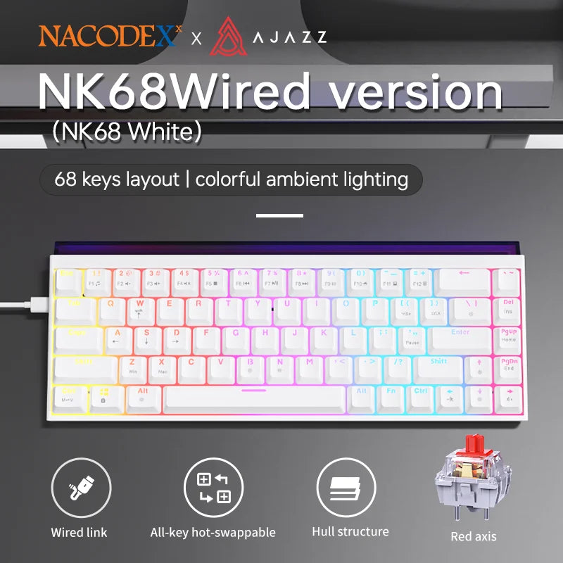 Ajazz NK68 68 Key Hot Swappable Mechanical Keyboard