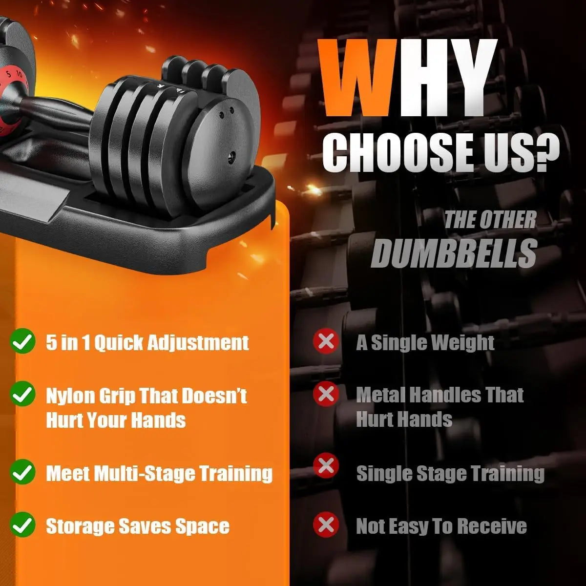 Adjustable Dumbbells For Home Gym Fast Adjust Weight Metal