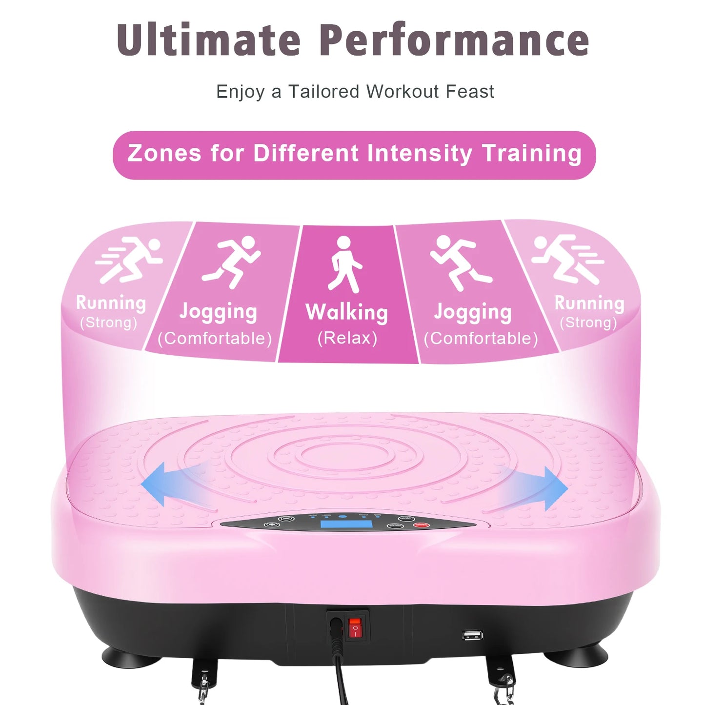 Portable Vibration Plate Exercise Machine With Bluetooth Resistance Bands