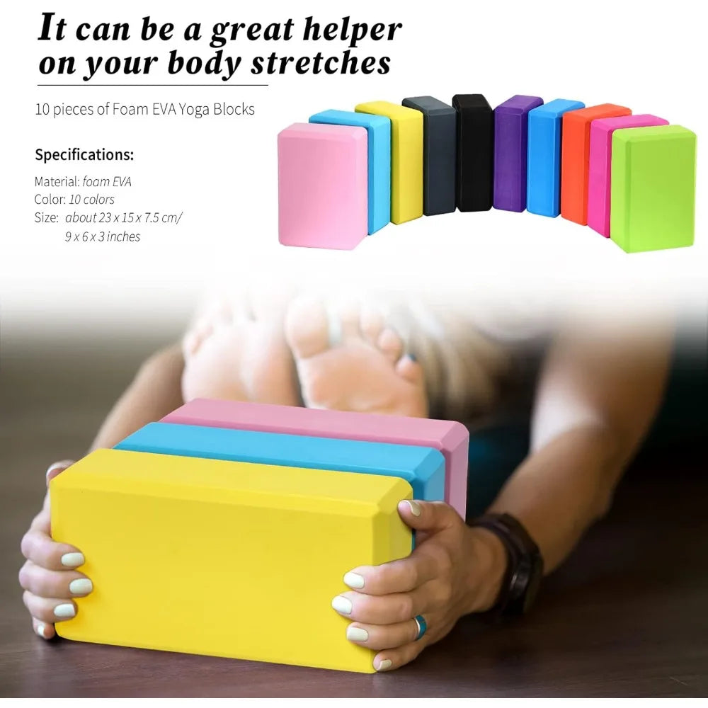 YTYIN EVA Foam Yoga Blocks Ten Pack For Pilates Stretch