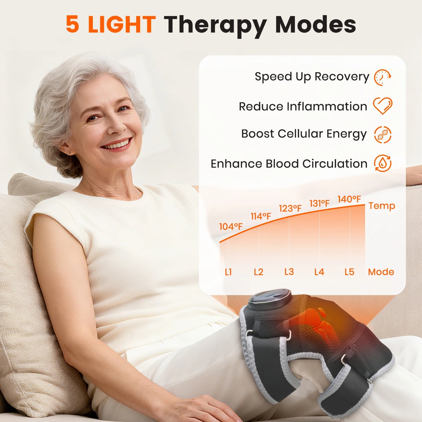 Cordless Red Light Knee Massager With Heating And Vibration
