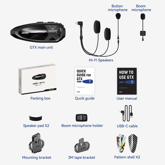 Lexin GTX Bluetooth Intercom For Motorcycle Helmet Up To 10 Riders