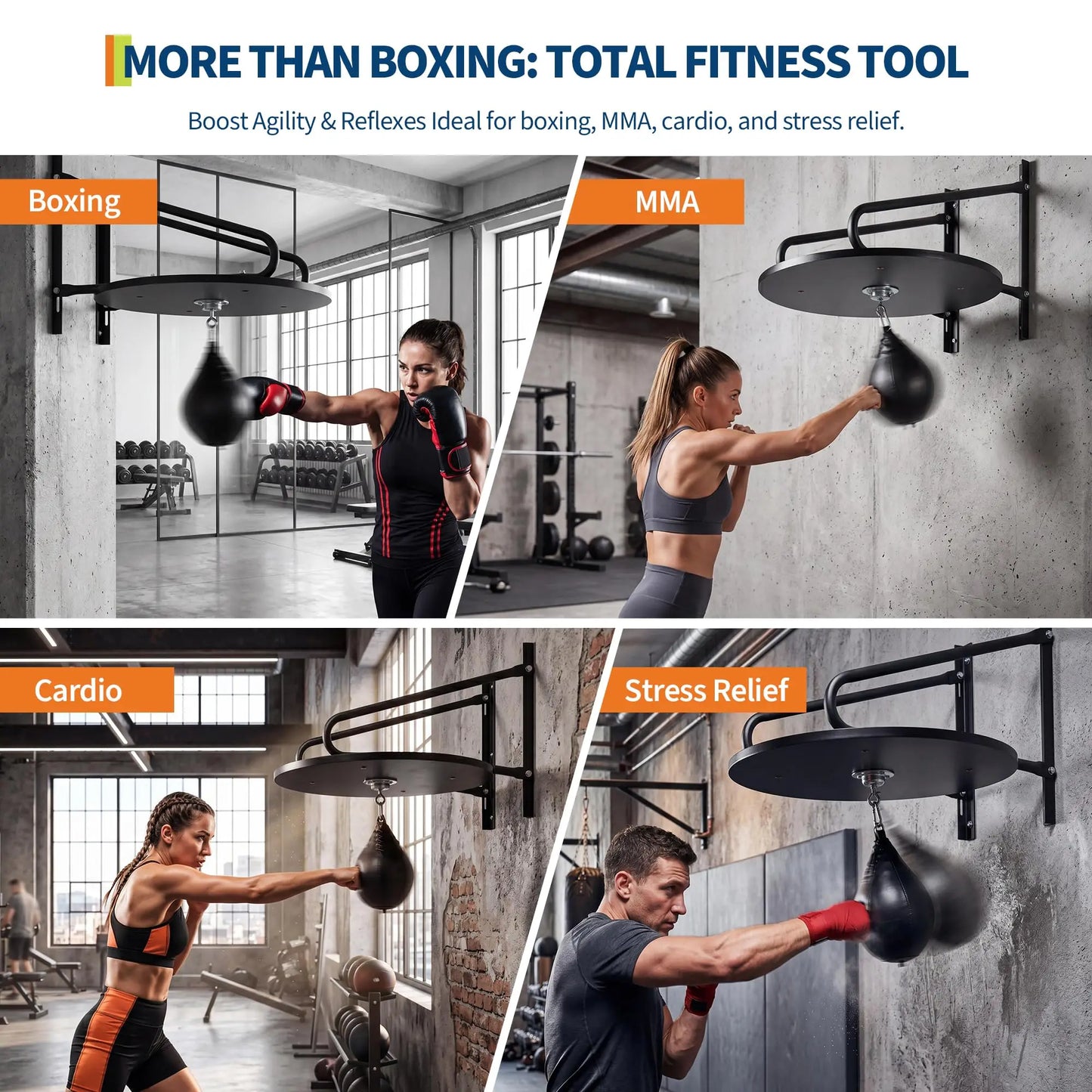 HiMISS Heavy-Duty Speed Bag Platform With 360 Swivel Wall Mount