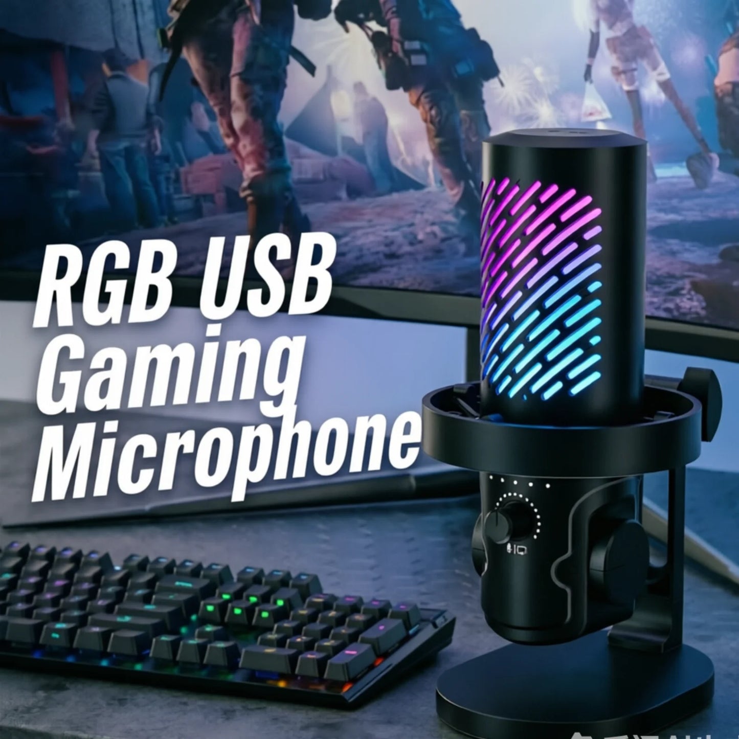 Tenlamp RGB USB Gaming Microphone for PC Mac PS4 PS5