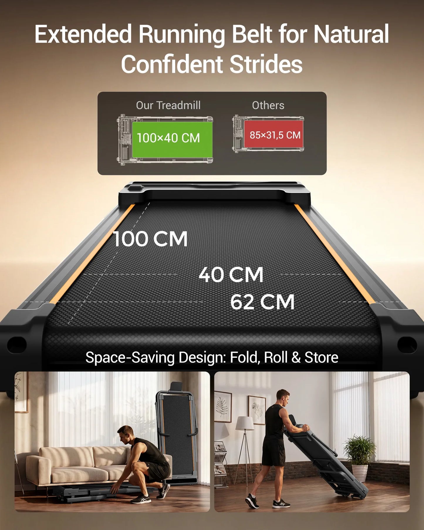 UMAY Home Treadmill With 3.0HP Motor LED Display