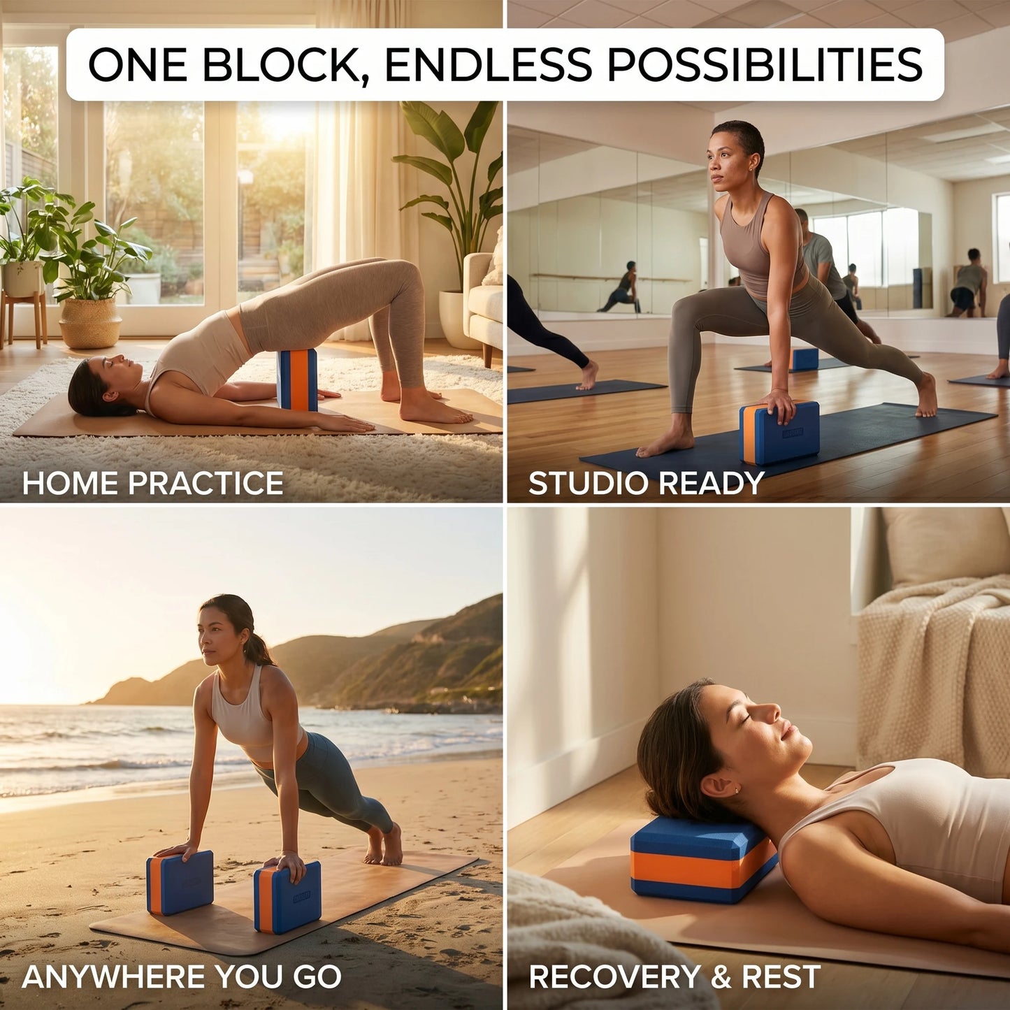 Yoga Blocks 2 Pack High Density EVA Foam Non Slip