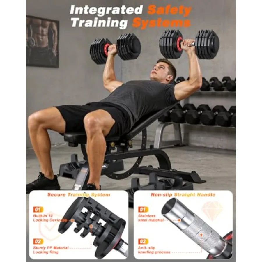 Adjustable Dumbbells Set For Home Gym