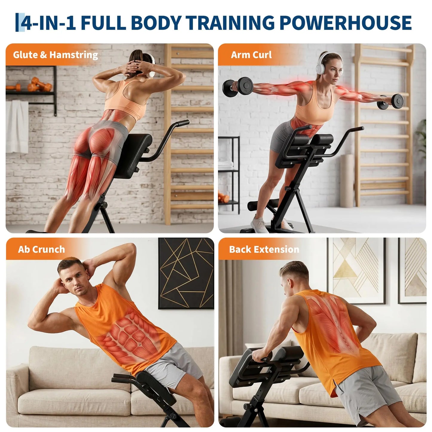 HiMISS Roman Chair Hyperextension Bench For Home Gym