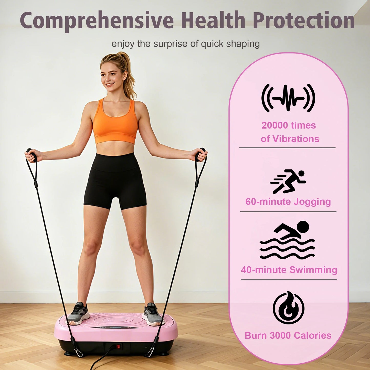 Portable Vibration Plate Exercise Machine With Bluetooth Resistance Bands