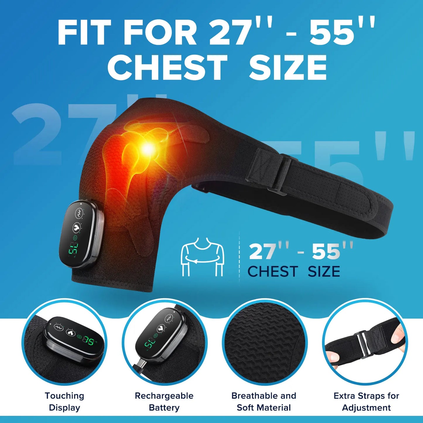 Hailicare Adjustable Electric Shoulder Massage Belt With LED Heat