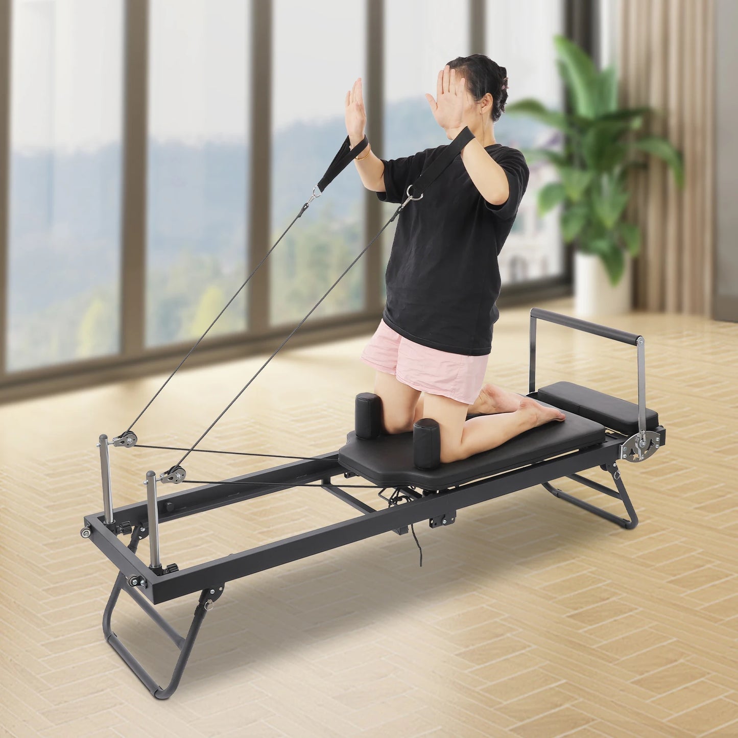Foldable Pilates Reformer Machine Portable Fitness Equipment Multifunctional