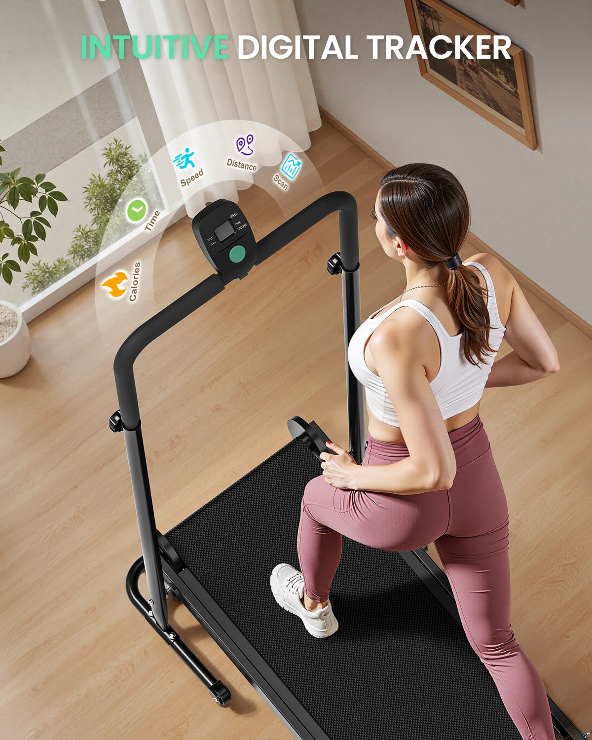 Akluer Mechanical Folding Treadmill With LCD Display