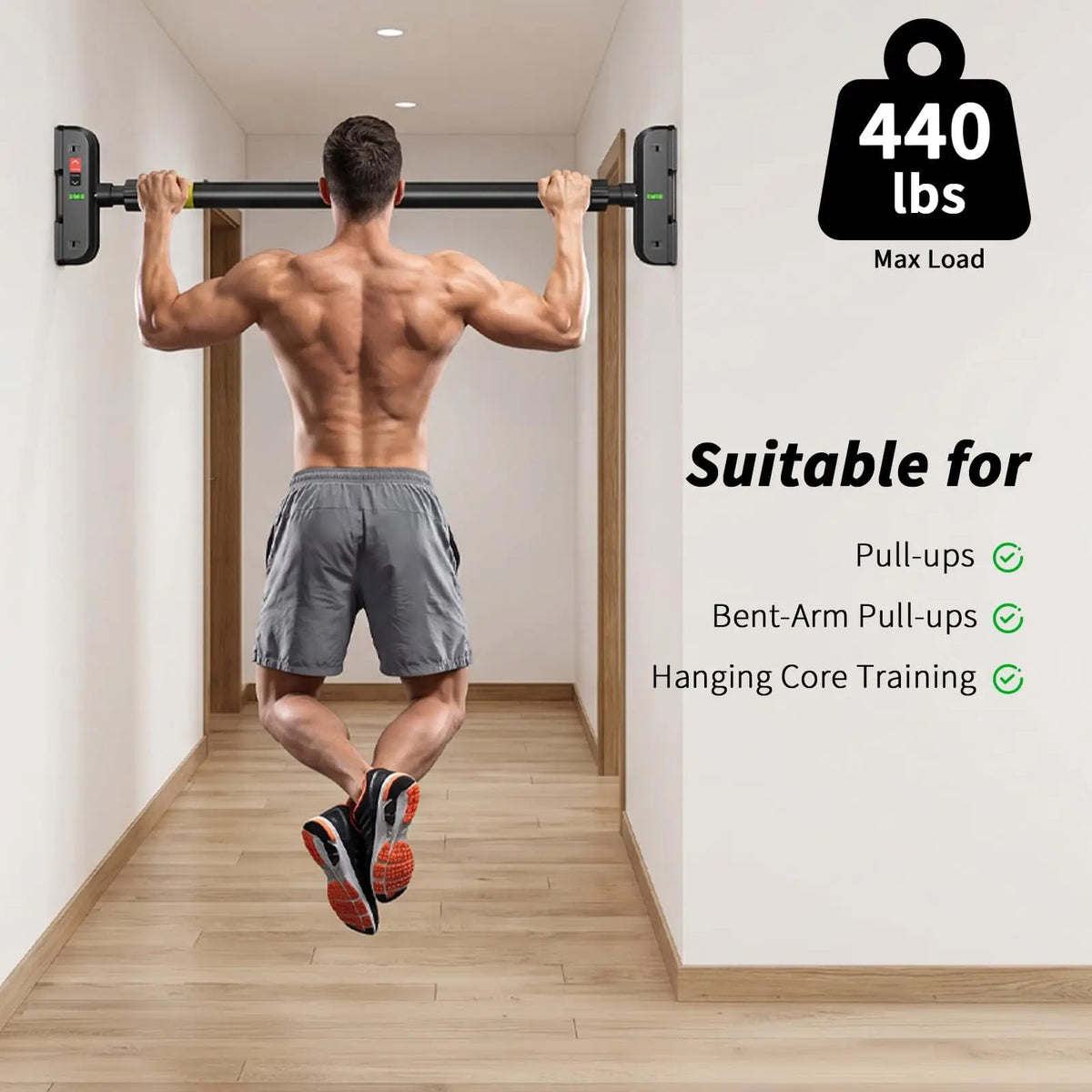 HiMISS Adjustable Doorway Pull Up Bar For Strength Training