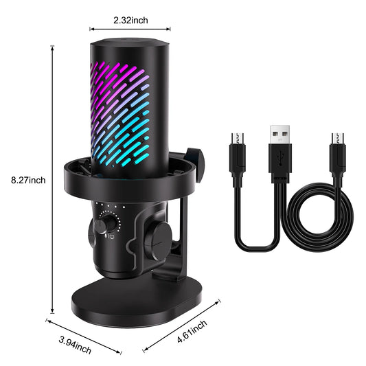 Tenlamp RGB USB Gaming Microphone for PC Mac PS4 PS5