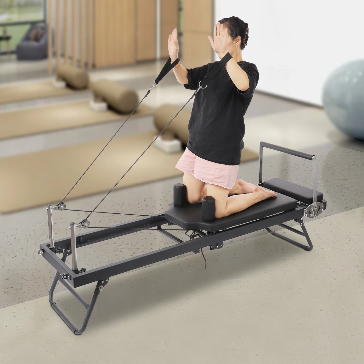 Foldable Pilates Reformer Machine Portable Fitness Equipment Multifunctional