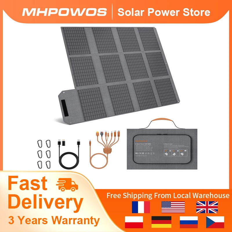 MHPOWOS 120W Foldable Solar Panel With USB-C And USB-A Outputs