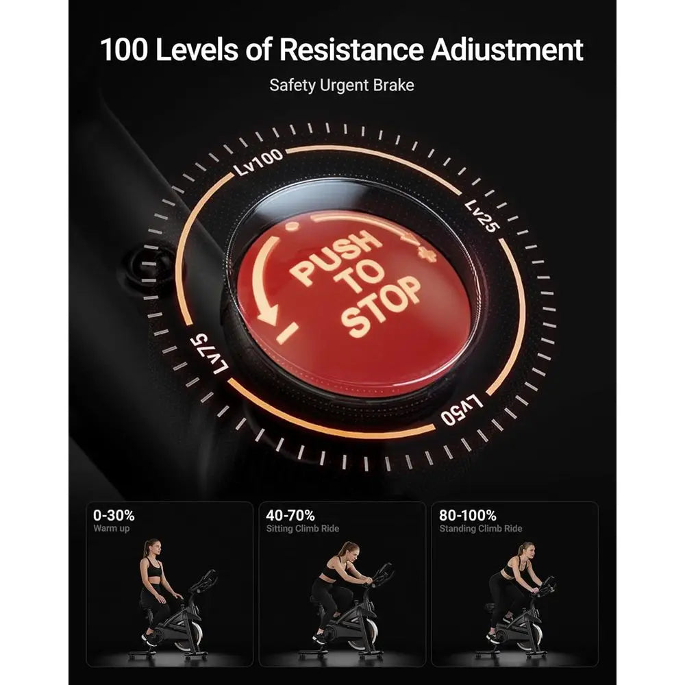 Stationary Belt Drive Exercise Bike With 0 To 100 Resistance