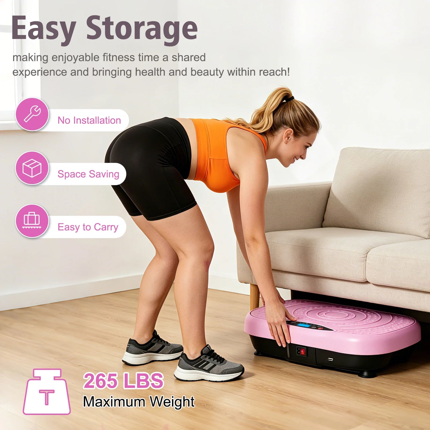Portable Vibration Plate Exercise Machine With Bluetooth Resistance Bands