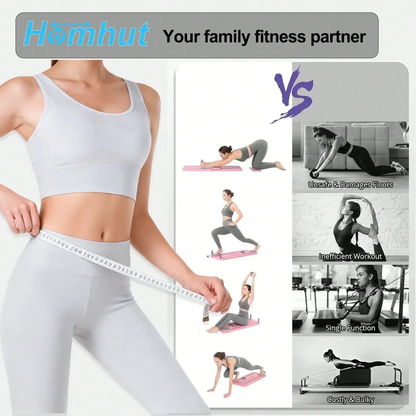 Foldable Pilates Sliding Board and Abdominal Core Trainer