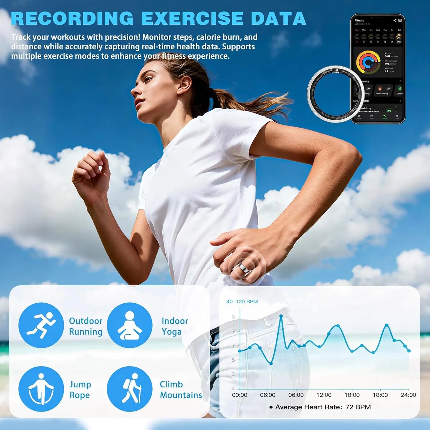 YTYIN Smart Ring Activity Tracker SpO2 Heart Rate Sleep Monitoring