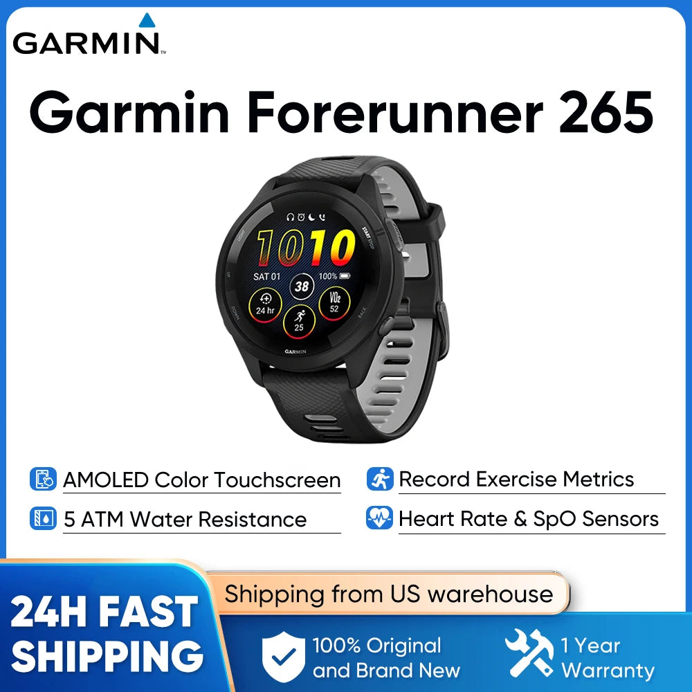Garmin Forerunner 265 GPS Smartwatch Heart Rate And Training Monitor