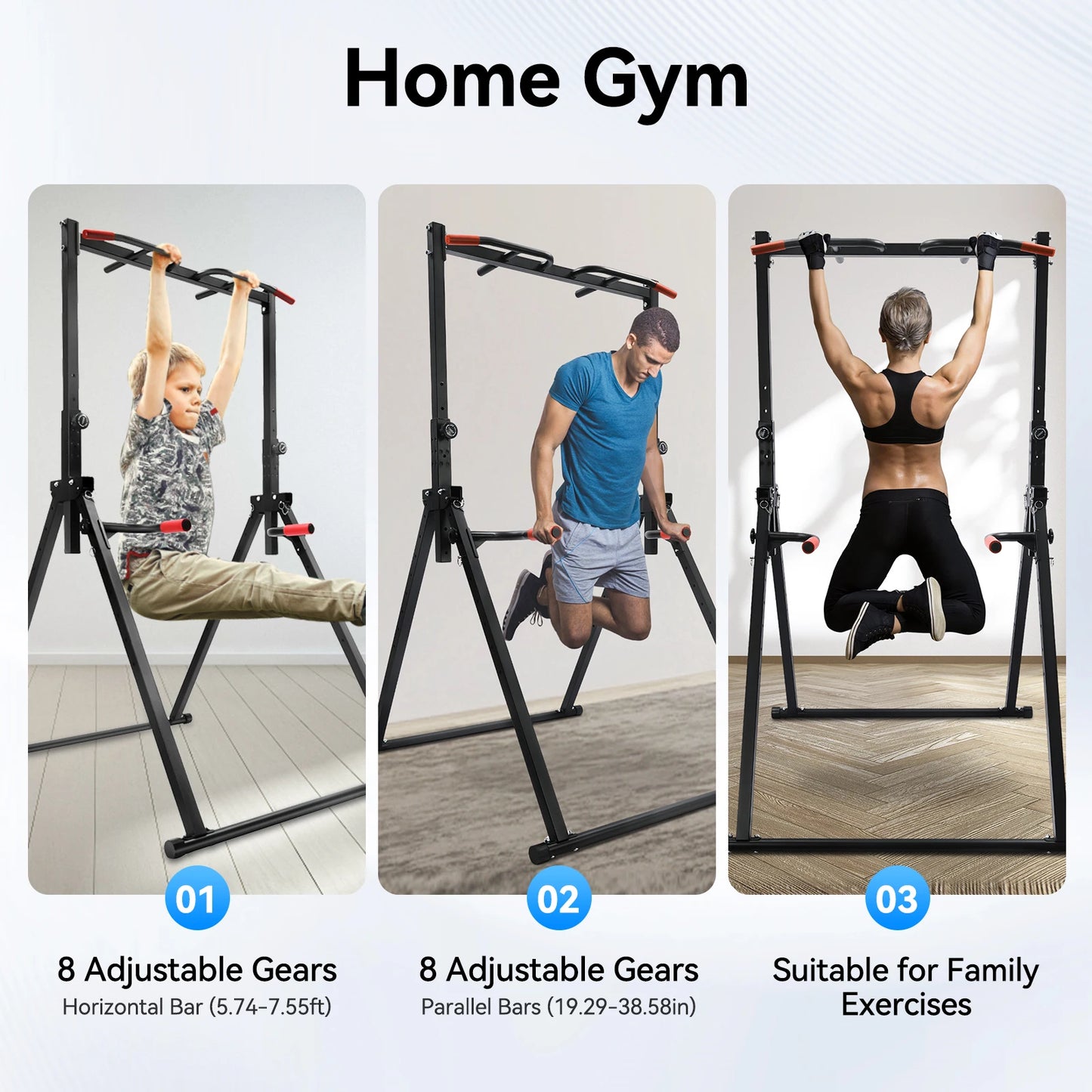 Adjustable Pull Up Bar 200kg Foldable Home Gym Station