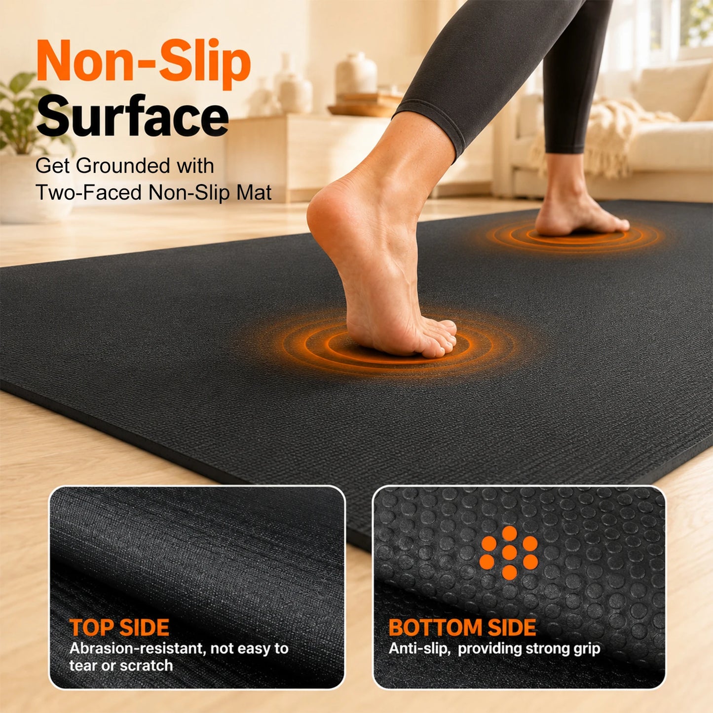 Non Slip Thick PVC Yoga Mat For Home Gym Workouts