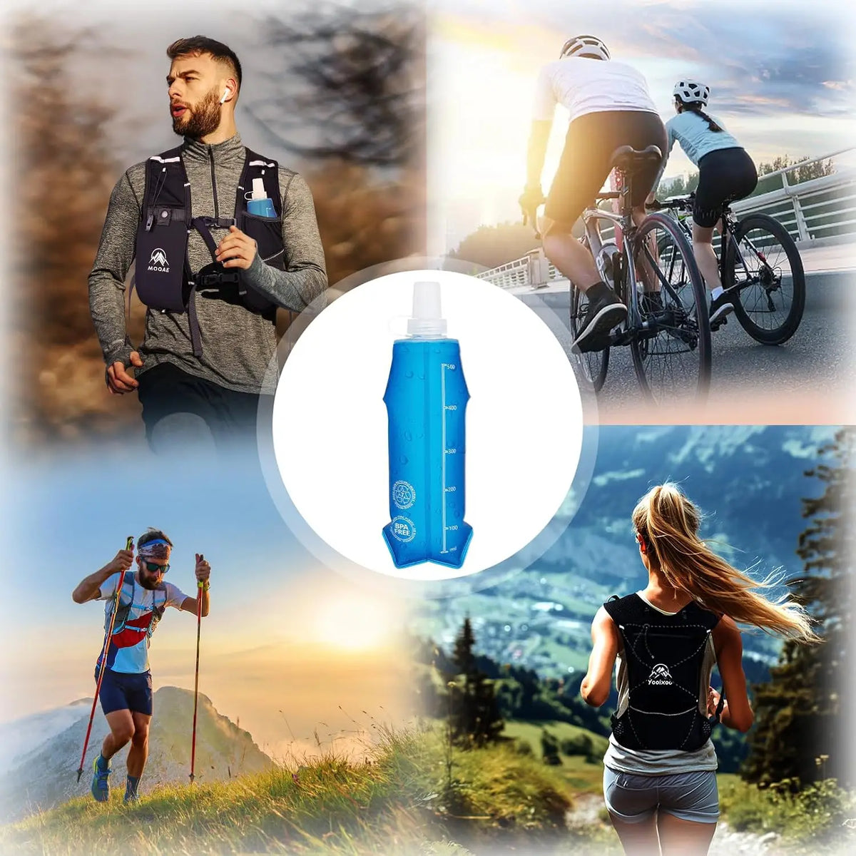 Collapsible BPA Free Water Bottle For Running And Hiking