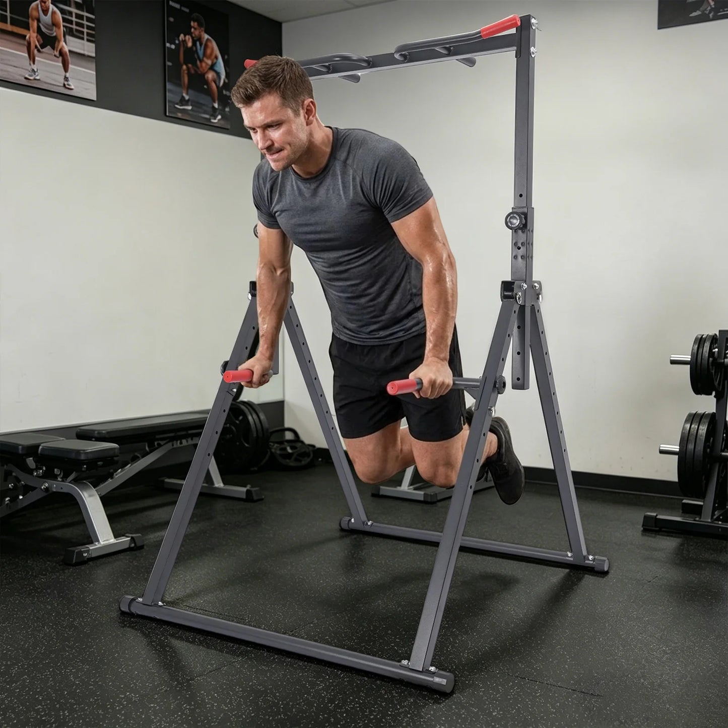 Adjustable Pull Up Station Foldable Triangular Bar For Home Gym